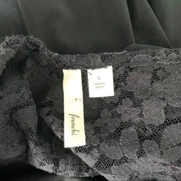 Frenchi Short Cocktail Black Lace Dress High Neck size Large - Picture 7 of 8